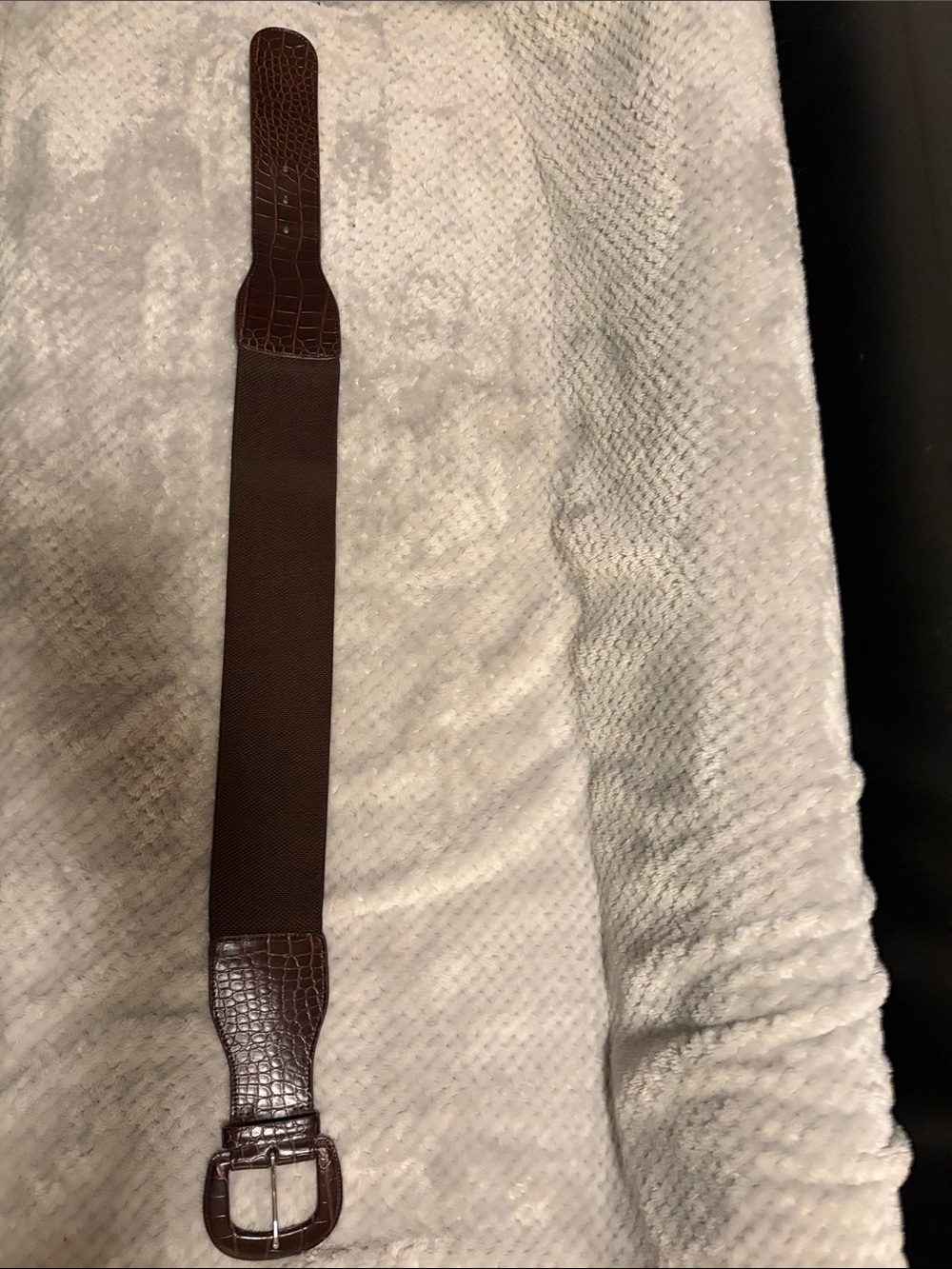 Lauren Ralph Lauren Dark Brown Croc-Embossed Elastic Waist Belt - Picture 5 of 5